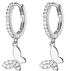 SLUYNZ 925 Sterling Silver Butterfly Hoop Earrings for Women Small CZ Huggie Earrings Dangle