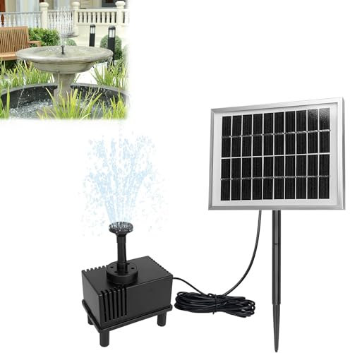 YARDIN Solar Springbrunnen Gartenbrunnen 9V / 2W Teichpumpe Brunnenpumpe Solarpumpe Mini Solar Schwimmender Wasserspiel Fontäne Pumpe mit 4 Düsen für Garten, Quadrat (Type C)