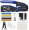 MAYLINE RJ45 Network Crimp Tool Kit Set, RJ11 Wire Data LAN Detector Stripper, Cat5 Cat6 8P 6P Cable Tester Repair Wire Stripping Cutter kit, RJ45/RJ12 Coax Plug Crimping (Blue)