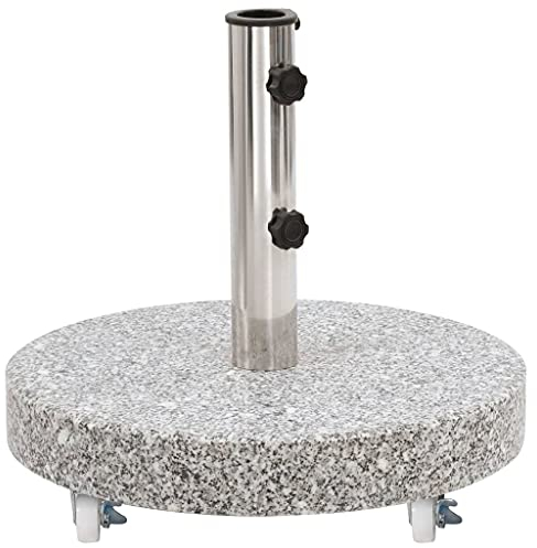 CLALER Rund Sonnenschirmständer 30kg, polierter Granit Schirmständer, Sonnenschirm Schirmfuß mit Rollen, Grau