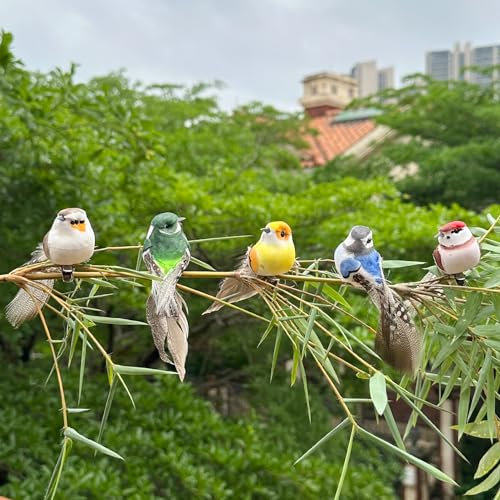 LWINGFLYER Künstliche Vögel Schaumstoff Feder Vögel Künstliche Vögel geeignet für Weihnachtsbaumschmuck Hochzeit Wohnzimmer Wohndekoration