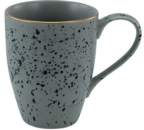 Kaffeetasse - Hellgrau matt - Steinzeug - mit goldfarbenem Rand