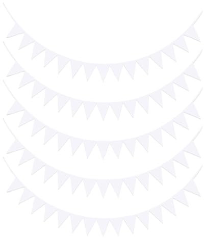Paquete De 5 Banderas Blancas, Banderín De 15m, Cadena De Banderín, Decoración De Banderín, Decoración De Fiesta Y Boda