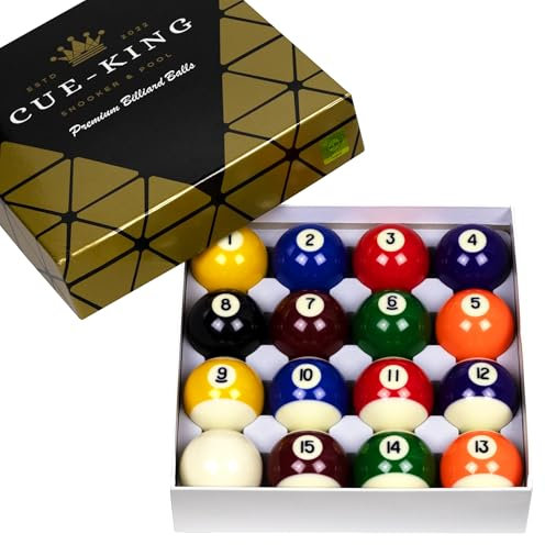 Cue-King Pool Balls, Grade AA, 2-1/4” Regulation Size, Pool Table Balls, Pool Ball Set, Premium Pool Balls, Spots and Stripes Pool Balls