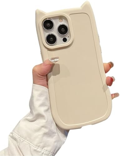 Rokmym Coque Compatible avec iPhone 11，Transparent Mignonne Oreilles de Chat Téléphone Case en Silicone TPU Antichoc Housse de Protection Cover Case pour iPhone 11， Beige givré
