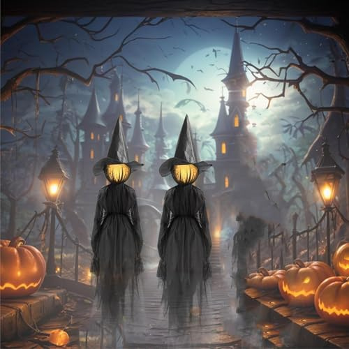 Halloween Deko Outdoor,hexen deko,Schrei Hexe mit Sound-Sensoren, Wasserdicht in großem Maßstab Halloween Hexe Deko für Garten Garten Außen Rasen Veranda mit Bewegungsmelder
