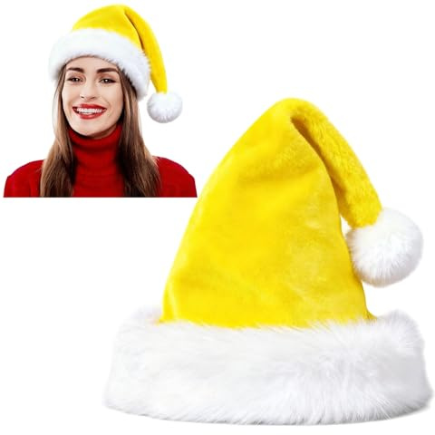 Ankelesz Santa Hat, Xmas Hat for Adults, Touch Soft Velvet Thickened Santa Hats for Christmas New Year Party Supplies