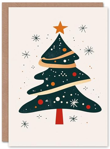 Wee Blue Coo Tree Bright Modern Abstract Fun Xmas Art Blank For All Christmas Card