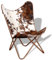 LAPOOH Butterfly-Sessel Braun und Weiß Echtes Kuhfell, Butterfly Chair, Relaxstuhl, Armlehnensessel, Clubsesse243696
