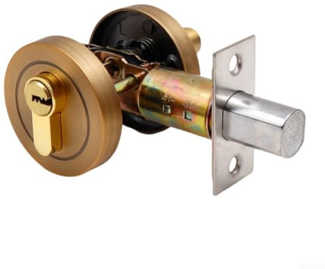 Round Pocket Door Lock, Zinc Alloy Invisible Door Locks Concealed Latch Lock Indoor Auxiliary Lock with Key for Home Hotels Offices(Bronze)