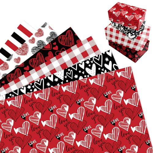 MORAINJAY 12 Bögen Valentinstag Geschenkpapier, 68 cm x 50 cm, Geschenkpapier Herzen, Romantisches Geschenkpapier für Hochzeit, Jahrestag, Geburtstag, Lustige Valentinstagsgeschenke für Sie Ihn