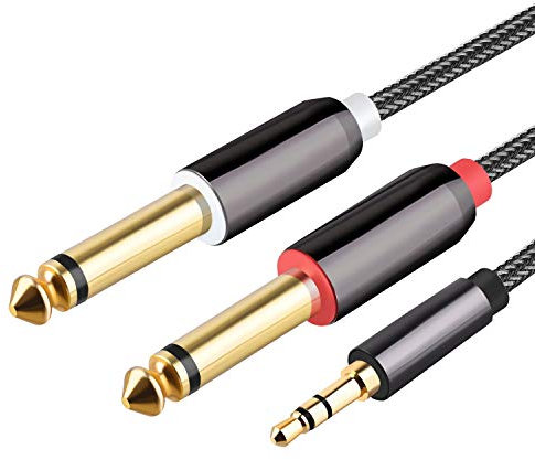 Joskeijky audio da 3,5 mm a doppio 6,35 mm, AUX 2 x 6,5 mm, jack a 3,5 , per mixer, amplificatore, altoparlante separatore, 1 m/3,28 ft
