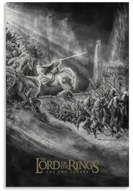 Lord of The Rings Black And White Movie Poster Poster Dekorative Malerei Leinwand Wandkunst Wohnzimmer Poster Schlafzimmer Malerei,Wandkunst Bilddruck Moderne Familienzimmer Dekor 20x30inch(50x75cm)