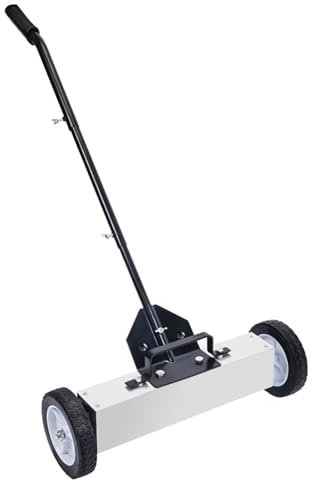 THYXGS Barredora Magnética De 24 con Ruedas, Capacidad De 28 Libras, Fuerza Magnética De 1200 Gauss, con Herramienta De Recogida Magnética Telescópica, Mango Ajustable, para Recoger Clavos