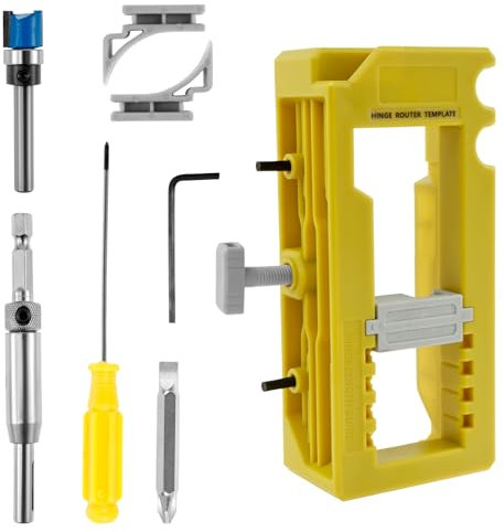 NZWBSHSSP Door Hinge Jig Adjustable Door Hinge Mortiser Stable Door Hinge Router Template Practical Door Hinge Router Jig for Radius 1/4 inch or 5/8 inch Door Hinge(Mixed Color)