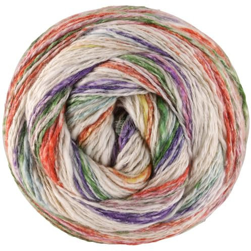 LANA GROSSA Gomitolo Hippie | Baumwoll-Leinengarn mit Hanffasern und Effektstreifen-Druck | Handstrickgarn aus 66% Baumwolle, 30% Hanf & 4% Leinen |100g Wolle zum Stricken & Häkeln | 300m, FB 3032