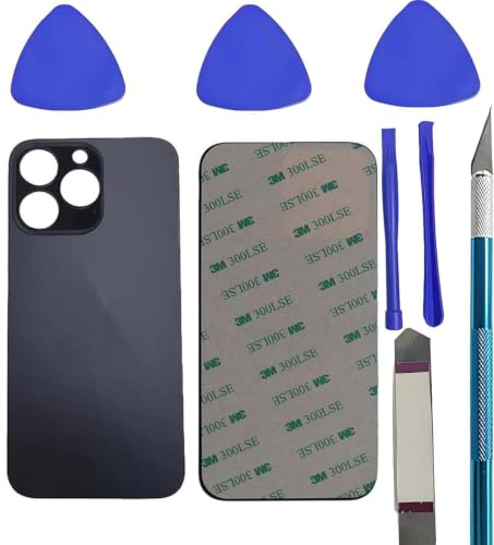 LiXiongBao Ersatz-Hinterglas für iPhone 13 Pro, Klebstoff, Werkzeuge | Ersatz-Hinterglas für iPhone 13 Pro, Schwarzes Rückglas mit vorinstalliertem Klebstoff und Reparaturwerkzeugen