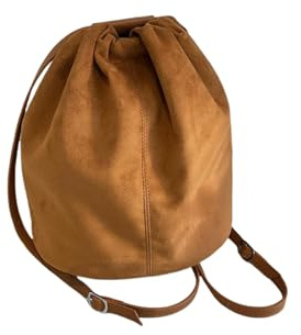 XYNM Handtasche Frauen -Mode -Rucksack, Draw -knorder -schlepper -umhängetasche, Weiches Wildleder Großer Kapazitätsack Für Reisen Und Einkaufen-braun