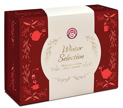 Pompadour, Cofanetto pregiato Winter Selection 90 filtri con chiusura magnetica, Infusi: Fiocchi di Neve,Cielo di Stelle,1001 Notte,Caldo Abbraccio,Garofano Cannella,Magia d’Inverno. Glutenfree,Vegan