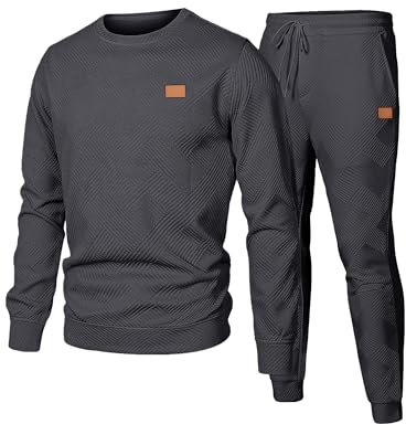 JMIERR Mens Tracksuit Full Set 2 Piece Outfits Activewear,Dark Grey,M
