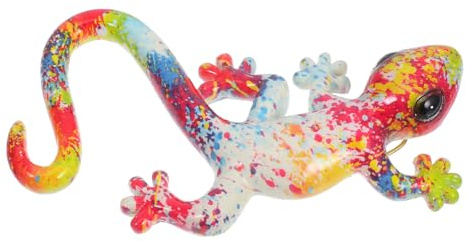 BEBEMOKO Wetterfeste Metall gecko Wanddekoration Große Echsen Skulptur für Garten Terrasse Balkon Indoor Outdoor Gartendeko Tiere Außen Deko Hängen Draußen