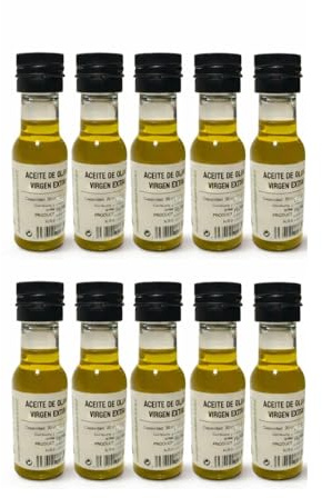 Pack 10 Botellas Monodosis Aceite de Oliva Virgen Extra Extremeño 20ml | AOVE Premium 100% Natural | Formato Individual para Hostelería, Catering y Take Away