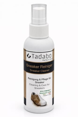 Tadabo Sneaker Reiniger 100 ml | Schuhreiniger für weiße Turnschuhe, Stoffschuhe, Leder, Textilien & Kunstleder – entfernt Schmutz und Flecken | Intensiv-Reiniger für Sneaker und Alltagsschuhe