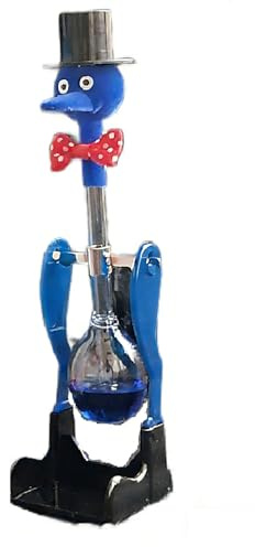 Fhlprte Trinkvogel,Non-Stopp-Flüssigkeits-Trinkglas Vogel, Perpetual-Motion Bobbing Glass Duck, Neuartiges Trinkwasser-Schreibtischspielzeug,Thermosflasche für Heimbüro Desktop Dekoration (Blau)
