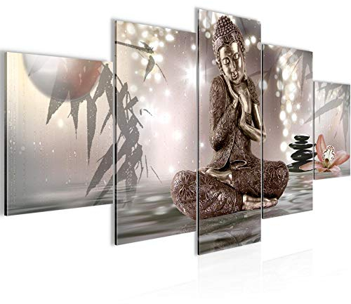 Runa Art - Bilder Buddha Feng Shui 200 x 100 cm 5 Teilig XXL Wanddekoration Design Beige 503451a