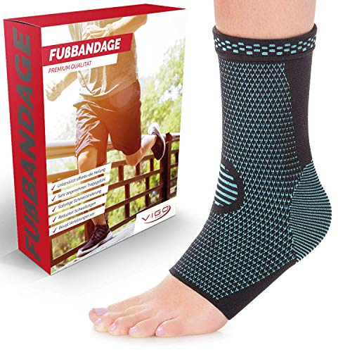 VIGO SPORTS® [2er Set Sprunggelenkbandage I 7 Zonen Kompression unterstützt proaktiv bei Gelenkbeschwerden und Fersensporn I Ergonomisches Design für optimale Entlastung und Steigerung der Stabilität