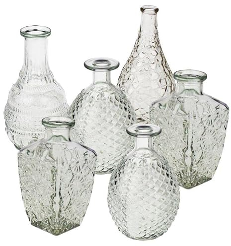 12 x Vasen aus Glas Dekovasen Glasvasen Dekogläser Deko Glas Vintage Glasflaschen Größe 14,8-20 cm/ 12 St. / 4 Modelle