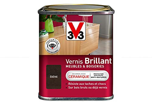 V33 Vernis intérieur Brillant meubles & boiseries, Ebène 0,25L