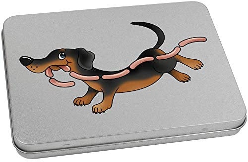 Azeeda 170mm 'Sausage Dog' Metal Hinged Tin/Storage Box (TT00111948)