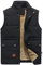 KEFITEVD Fleeceweste Herren Winterjacke Thermo Weste Anglerweste Steppjacke Outdoor Safari Weste Warme Übergangsjacke Schwarz S