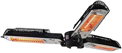 WANGZI Umbrella Infrared Heater, 2000W Outdoor Folding Heaters With 3 Heating Panels, Infrared Space Electric Heater For Pergola Balcony Garden,Black