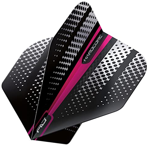 RED DRAGON Hardcore Radical Pink Flash Dart Flights - 4 Sets Per Pack (12 Dart Flights in total)