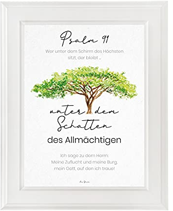 aus-gnade.de Poster Psalm 91 Baum · A3 / A4 · Bibelvers Deutsch · Ohne Rahmen (A3)