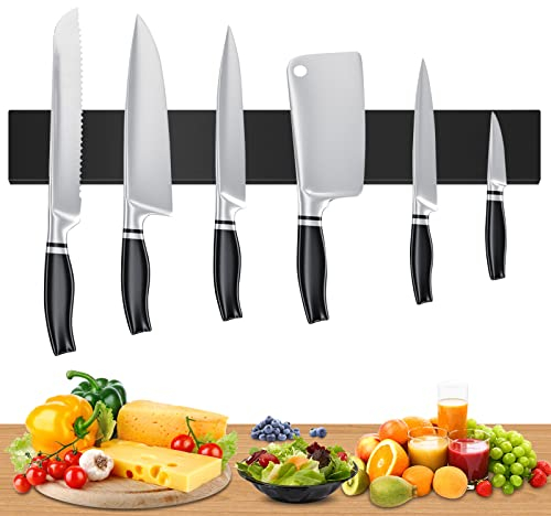 Magnetleiste Messer,Messer Magnetleiste,40cm Messerhalter Magnetisch Magnetleiste für Wand Magnetleisten Werkzeughalter Edelstahl Schwarz Für Küche