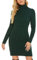 QUNERY Vestito Donna Invernale Elegante,Abito in Maglia Manica Lunga Collo Alto per Autunno,Vestiti Maglione Elasticizzato Casual A-Verde S