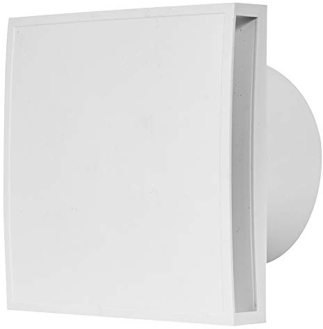 Stylish Bathroom Extractor Fan 150mm / 6 Kitchen Ventilator with Front Cover (with Timer, White)