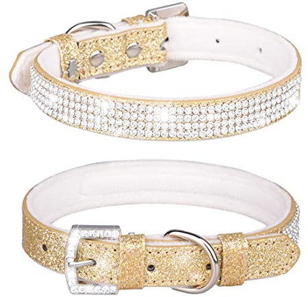 Yiwong Katzen- und Hundehalsband in glänzenden Strasssteinen, Halskette für Hunde und Katzen mit Strasssteinen, Koreanische Wolle Bling Glitzer Strass Hundehalsband