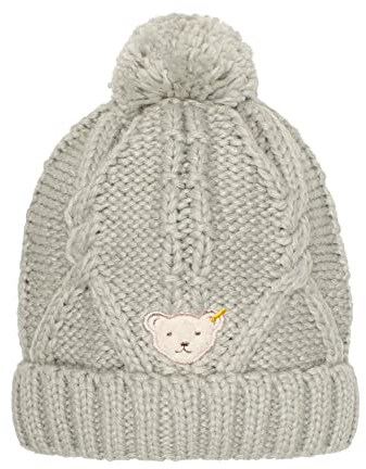 Steiff Jungen Hat With Bobble Beanie M tze, SOFT GREY MELANGE, 55 EU