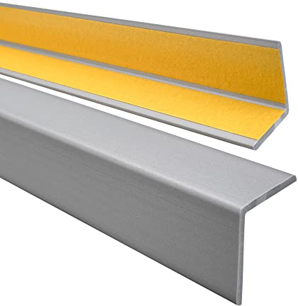 Quest Cornière PVC 27x27mm – Profilé d’angle de protection autoadhésif, souple, Baguette pour rebords et coins – Argent, 80cm