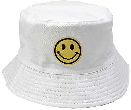 Fischerhut, Unisex-Stickerei, faltbar, Fischerhut, Strand, Sonnenhut, Straßenkopfschmuck, Fischerhut, Outdoor-Hut, Männer und Frauen, Hut (5 Smiley A)