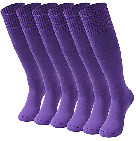 HAPYCEO Kniehohe Fußballsocken für Herren und Damen, Softball, Fußball, Baseball, lange Röhre, atmungsaktive Unterstützung, Outdoor-Sportsocken, 6 Violett, Einheitsgröße