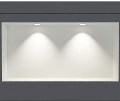 BERNSTEIN - Niche murale douche sans rebord Blanche 30x60x10cm acier inoxydable étagère encastrée salle de bain + 2 Spots LED Chrome, Anti-rouille, étanche, installation facile - NT306010X