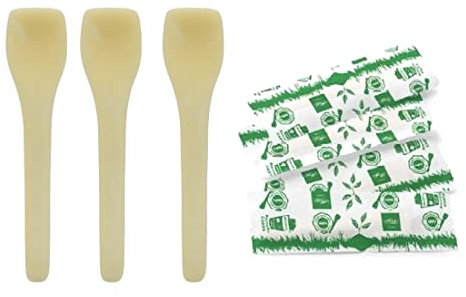 MAQA 500 Stück kompostierbare Eis- und Dessertlöffel, einzeln verpackte Eisportionierer, lose Fingerfood-Löffel