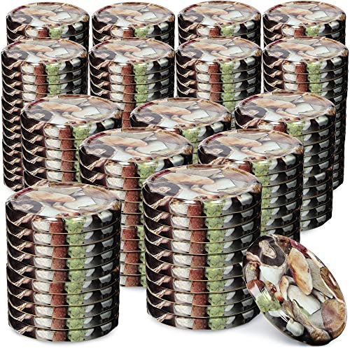 KADAX Schraubdeckel fi66 mm, Ersatzdeckel Set aus Metall, Einmachdeckel passend für 200ml und 315ml Gläser, Twist-Off-Deckel mit 4 Einrastzähnen, Deckel (Pilze, 200 Stück)