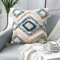 Jasen Dekorativer Boho-Kissenbezug, gewebt, getuftet, mit Quasten, Bohemia-Kissenbezüge für Couch, Sofa, Schlafzimmer, Wohnzimmer, 45,7 x 45,7 cm, Blau und Beige