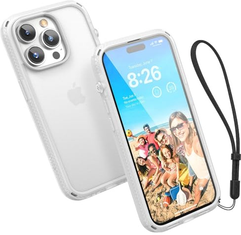 Catalyst Influence Case Compatible iPhone 14 Pro Clear, Kompatibel, Kabelloses Laden, Erhöhte Kanten, Sturzfest, Integrierte Schlüsselband Befestigung, Handschlaufe - Transparent
